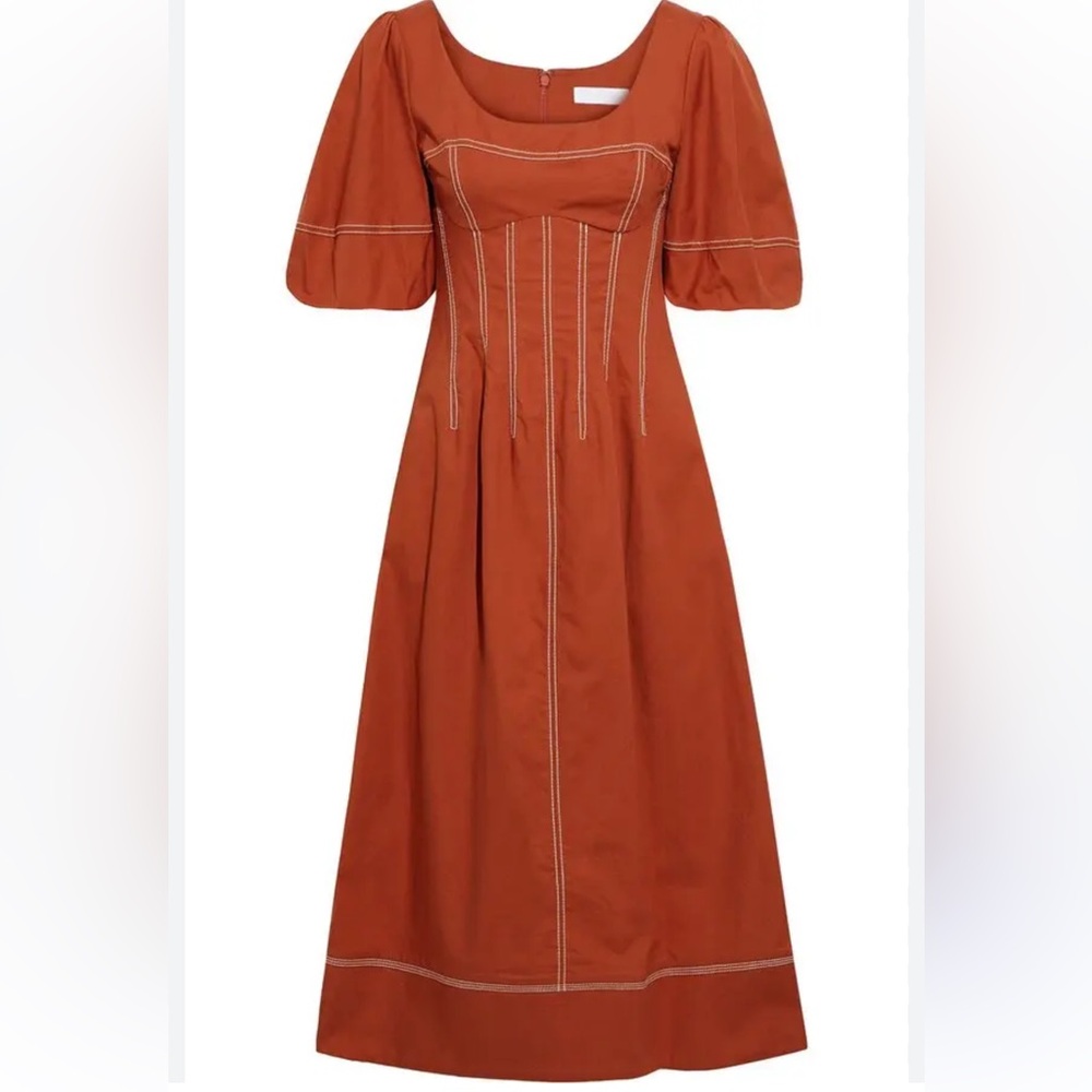 SIMKHAI Lena Puff-Sleeve Midi Dress Size 4 - Picture 3 of 13